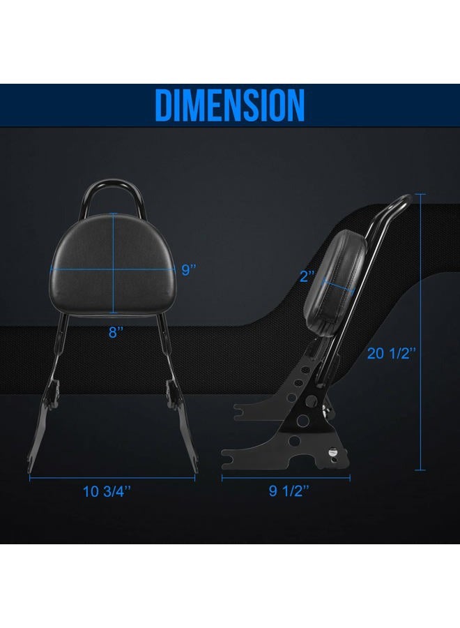Benlari Passenger Backrest Detachable Sissy Bar Pad Compatible 2004-2023 for Harley Davidson Sportster XL1200 XL883 SuperLow Iron 883 1200 48 Black - Image 2