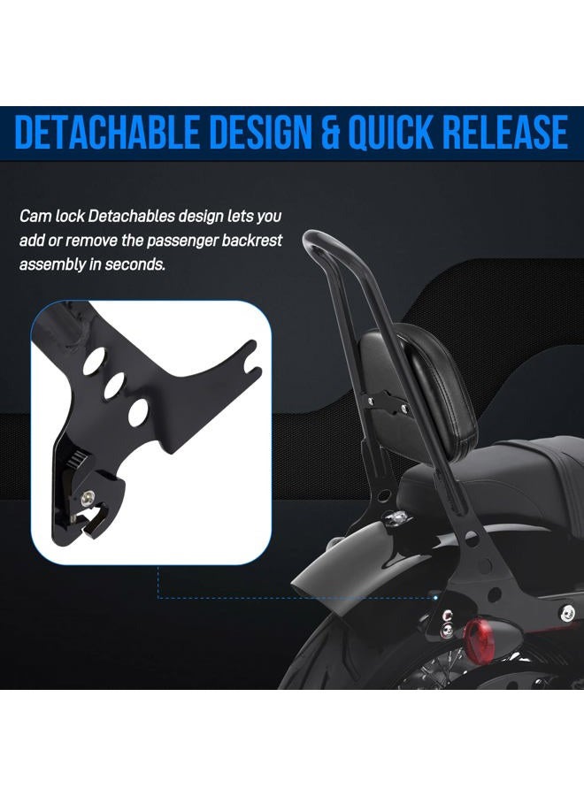 Benlari Passenger Backrest Detachable Sissy Bar Pad Compatible 2004-2023 for Harley Davidson Sportster XL1200 XL883 SuperLow Iron 883 1200 48 Black - Image 4