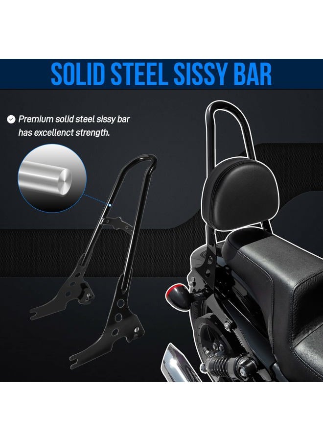 Benlari Passenger Backrest Detachable Sissy Bar Pad Compatible 2004-2023 for Harley Davidson Sportster XL1200 XL883 SuperLow Iron 883 1200 48 Black - Image 3