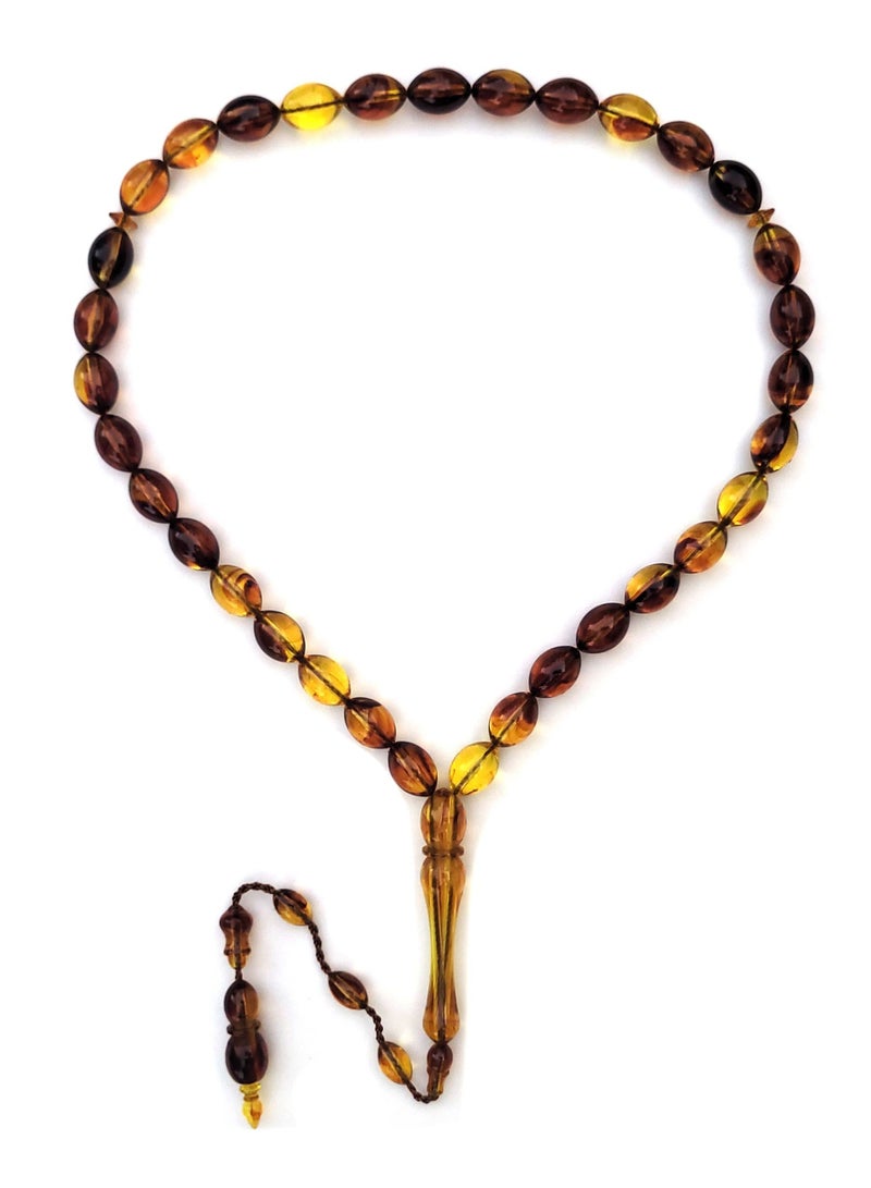 Alwan 33 Count Muslim Prayer Beads - Brown Yellow  - Image 1
