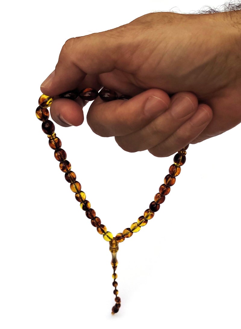 Alwan 33 Count Muslim Prayer Beads - Brown Yellow  - Image 2