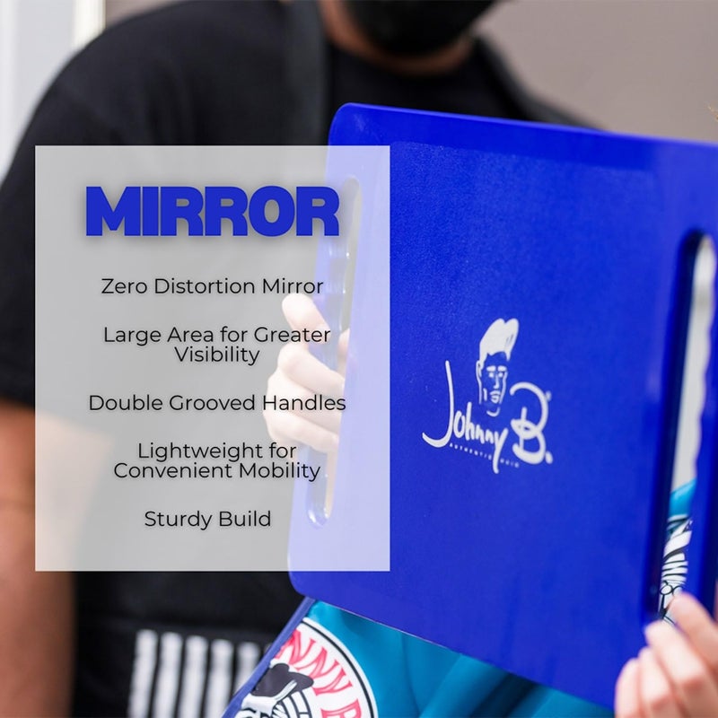 JOHNNY B. Large Handheld Lightweight Rectangular Mirror with Double Handle for Barbers, Hairdressers, Home - Image 3