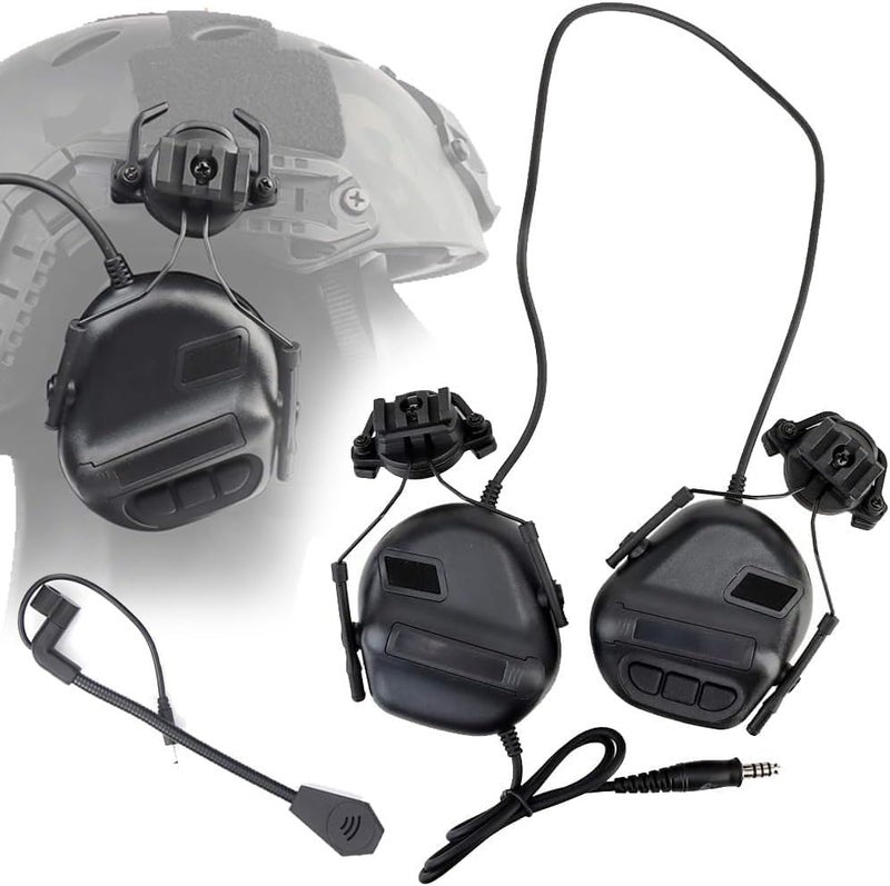 ATAIRSOFT Tactical Headset unlimited Power Intercom with Microphone Waterproof Hunting Shooting Headphones Earmuff No Noise Reduction Function (Black) - Image 1