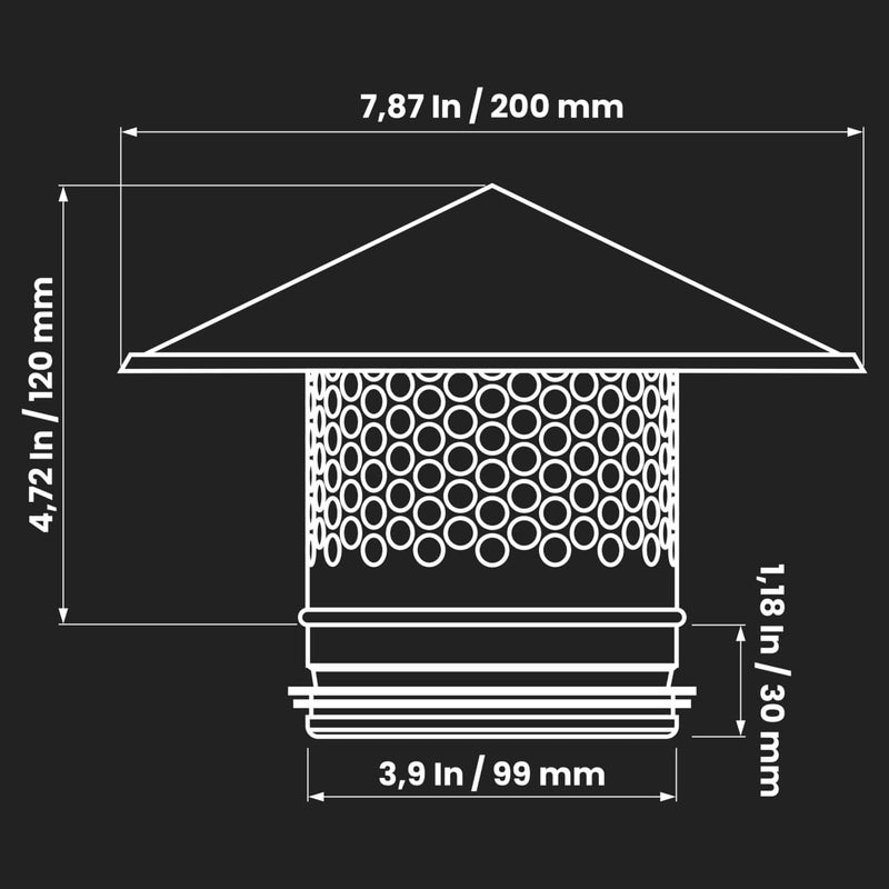Repa Market Round Roof Rain Cap HVAC Vent - 4 Inch Galvanized Steel with Rubber Gasket - Image 2