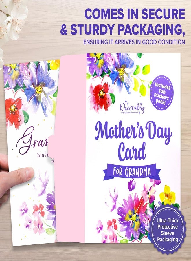 Decorably Gold and Pink Foiled 5x7in Happy Mothers Day Card for Grandma with Gold Ribbon and Die-Cut Heart Charm with Envelope and Stickers, Textured Design for Granny From Kids with Printed Message - Image 3