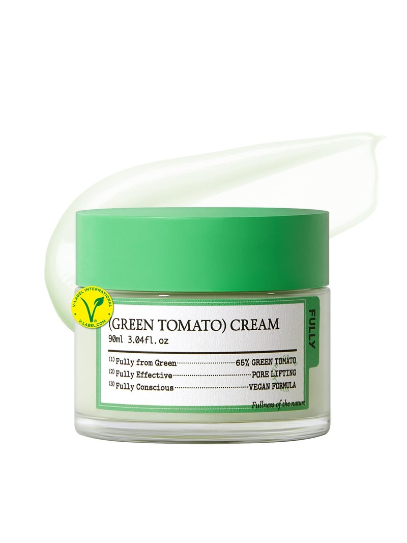 FULLY Green Tomato Facial Cream Pore Lifting with 65 Green Tomato Extract and Vitamin C Facial Moisturizer for Hydration and Elastcity Fragrance Free Vegan  Dermatologically Tested 304 floz