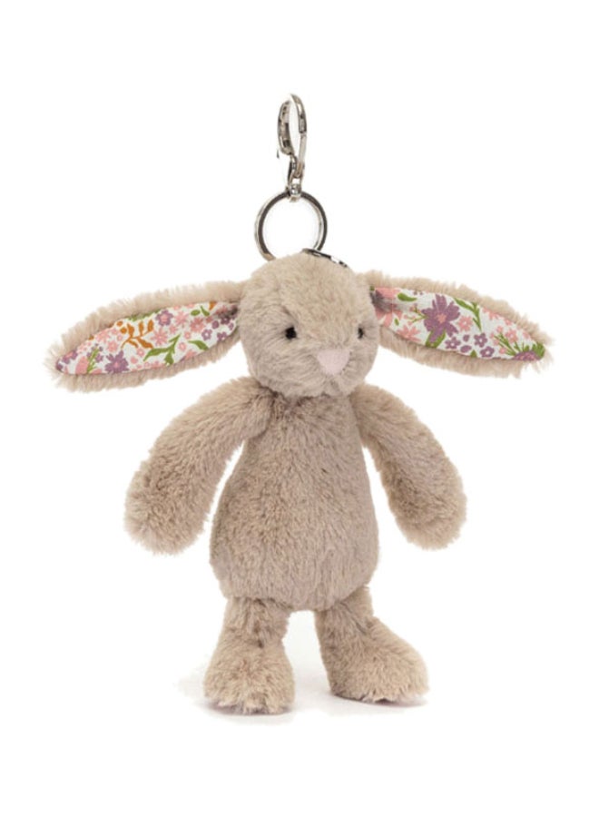 Jellycat Blossom Beige Bunny Petal Bag Charm 13cm, Plush Bunny Keyring with Floral Ears, Soft Stuffed Animal Accessory - Image 1