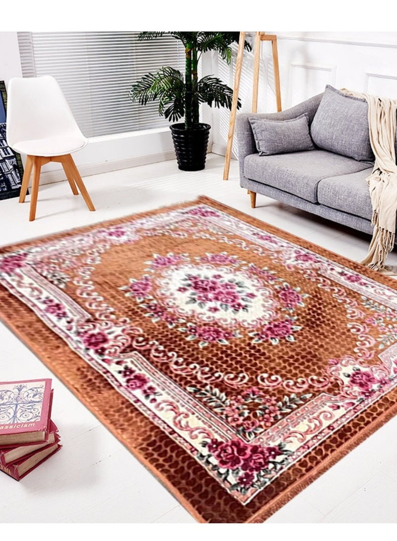 ستارجولد سجادة فاخرة محمولة، نسيج بوليستر فاخر عالي الجودة، قابلة للطي، تصميم زهور بألوان متعددة، الاستخدام اليومي والسفر 200 × 300 سم