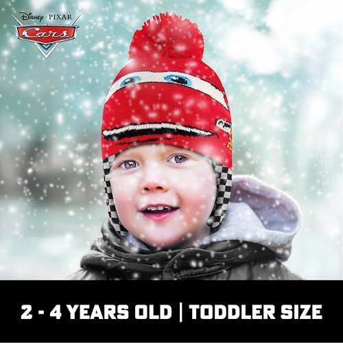 Disney Boys Winter Hat And Mitten Set, Cars Lightning McQueen Toddler Beanie For Ages 2-4, Red/Black/White - Image 5