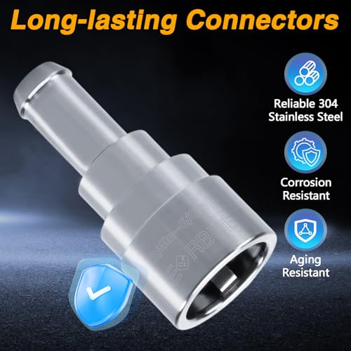 EVRBUL 2PCS Heater Core Hose Connectors - Stainless Steel Coolant Hose Connector Inlet/Outlet 3/4In Tube x 5/8In Hose Compatible with Chevrolet GMC Cadillac Replace# 15032062 800-409HP - Image 2
