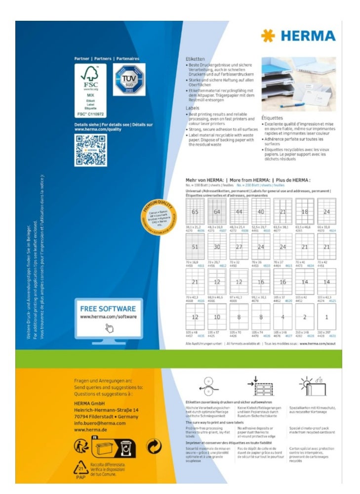 Herma Multi-Purpose Self-Adhesive Labels, 56 Labels Per A4 Sheet, 100 Sheets, 52.5 x 21.2mm, 5600 Labels, Blank Universal Labels, Adhesive Labels for Laser and Inkjet Printers, White - pzsku/ZE3783524A7788900B6ECZ/45/_/1738958816/a2f4b1ed-f358-4ba8-a1f2-ea726e236414