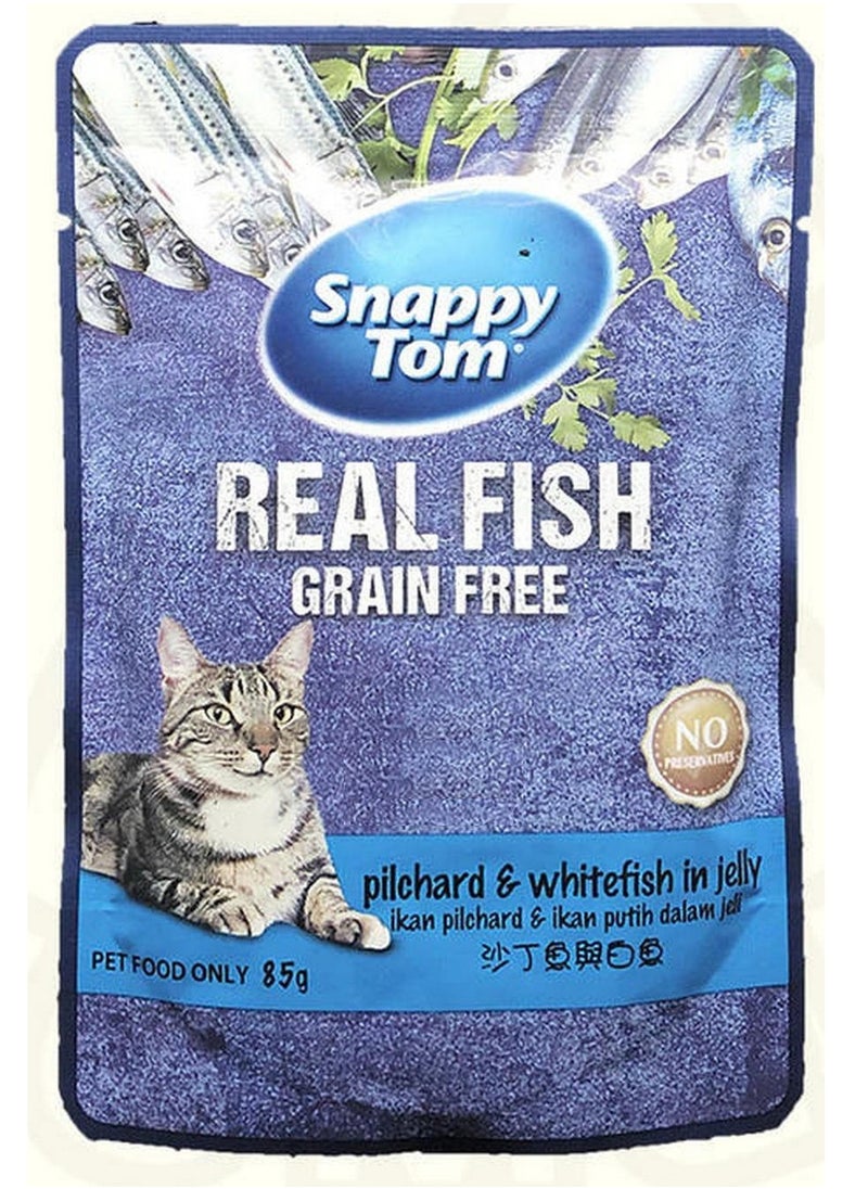 Snappy Tom Catfood Pilchard & Whitefish In Jelly 85 G 