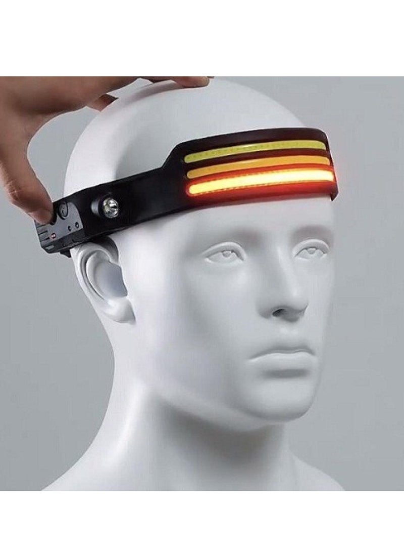 مصباح و كشاف الرأس 3 صفوف - لاسلكي LED قابل لإعادة الشحن للتخييم ، مصباح أمامي للإضاءة 230 درجة مع مستشعر الحركة ، خفيف الوزن ، مقاوم للعوامل الجوية ، مصباح أمامي بمصدران للضوء ، مصباح يدوي للتخييم ، - Image 5