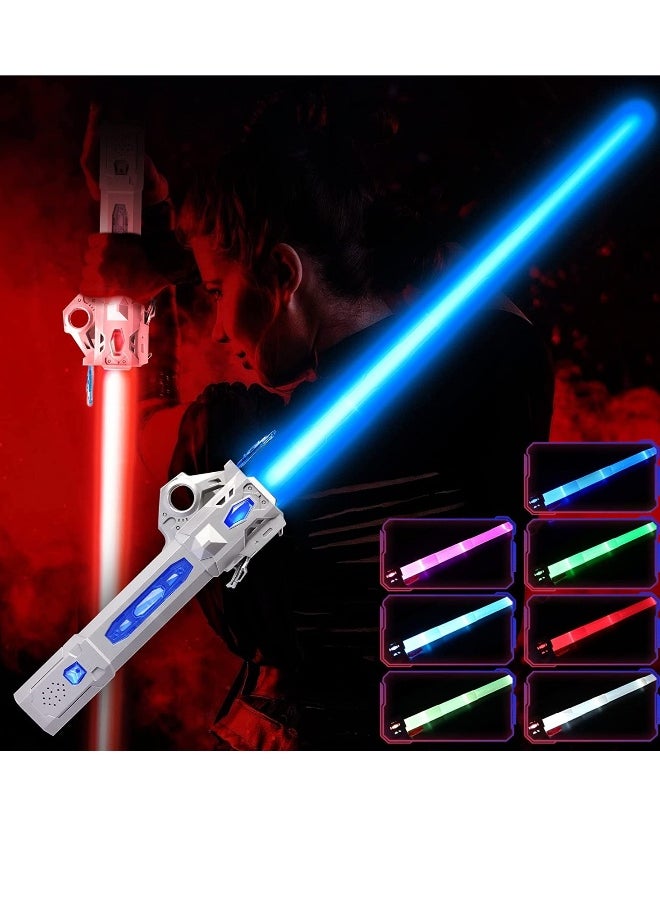 Light Saber, 7 Color Lightsaber Sword For Starwars With Fx Sound, 2 In1 Double-Bladed Led, Expandable Lightsabers For Kids Set, Birthday Present, Galaxy War Fighters, Silverblue  - Image 1
