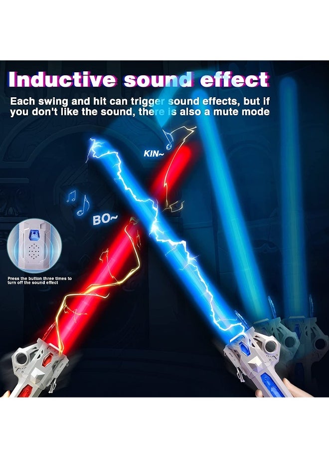 Light Saber, 7 Color Lightsaber Sword For Starwars With Fx Sound, 2 In1 Double-Bladed Led, Expandable Lightsabers For Kids Set, Birthday Present, Galaxy War Fighters, Silverblue  - Image 3