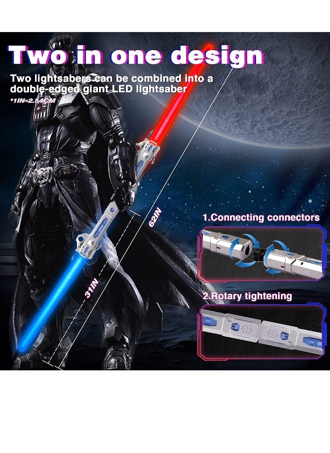 Light Saber, 7 Color Lightsaber Sword For Starwars With Fx Sound, 2 In1 Double-Bladed Led, Expandable Lightsabers For Kids Set, Birthday Present, Galaxy War Fighters, Silverblue  - Image 2