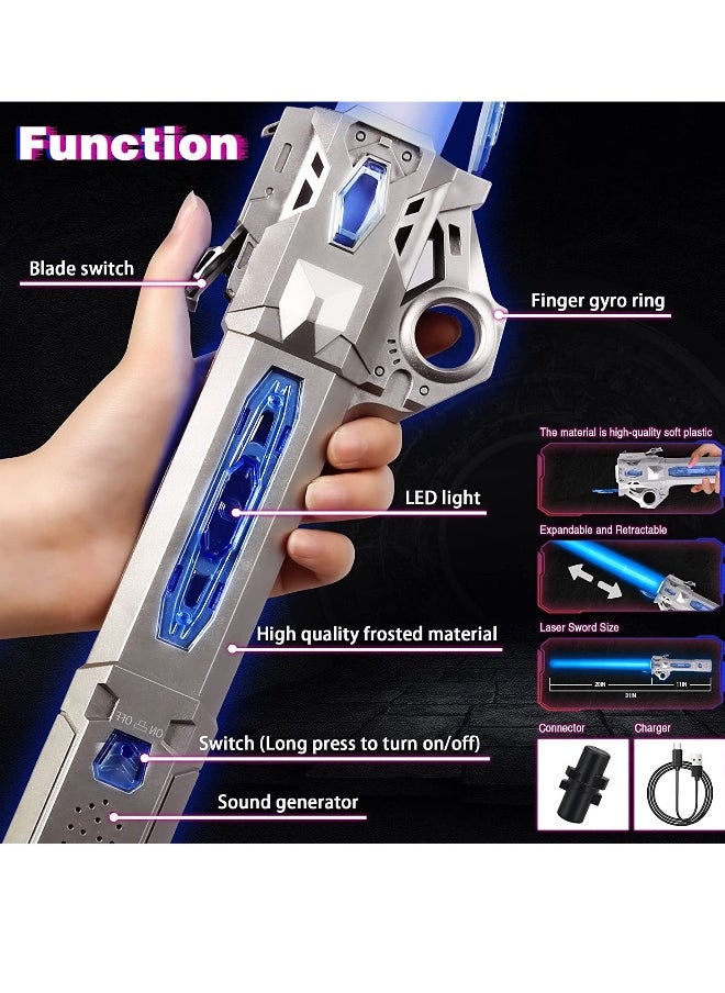 Light Saber, 7 Color Lightsaber Sword For Starwars With Fx Sound, 2 In1 Double-Bladed Led, Expandable Lightsabers For Kids Set, Birthday Present, Galaxy War Fighters, Silverblue  - Image 4