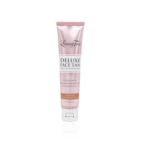 Loving Tan Deluxe Face Self Tanner, Medium - Streak Free, Natural, Professional Quality Sunless Tanning - 10+ Face Self Tanner Applications per Bottle, Cruelty Free, Naturally Derived DHA - 1.6 Fl Oz - Image 1