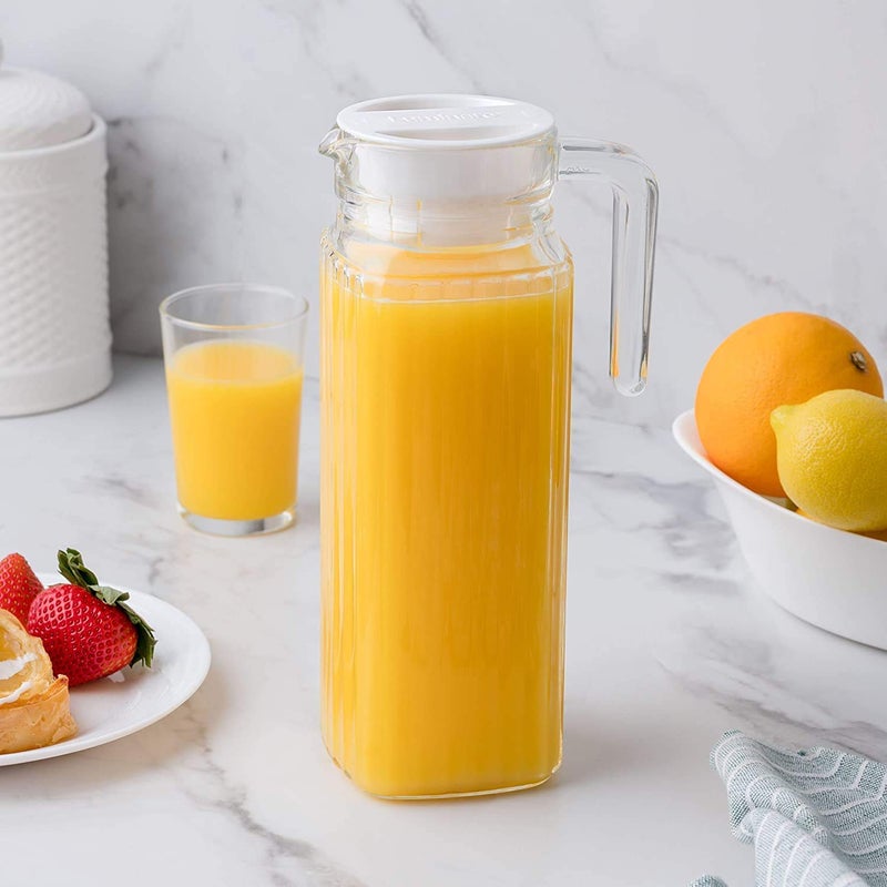 CYNFLEES CYNFLEES 1100 ML Glass jug Pitcher with with lid iced Tea Pitcher Water jug hot Cold Water ice Tea, Wine. Milk and Juice Beverage Carafes 1.1 LTR  - Image 2
