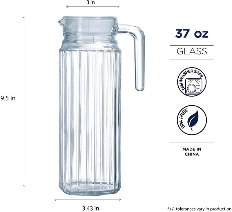 CYNFLEES CYNFLEES 1100 ML Glass jug Pitcher with with lid iced Tea Pitcher Water jug hot Cold Water ice Tea, Wine. Milk and Juice Beverage Carafes 1.1 LTR  - Image 3
