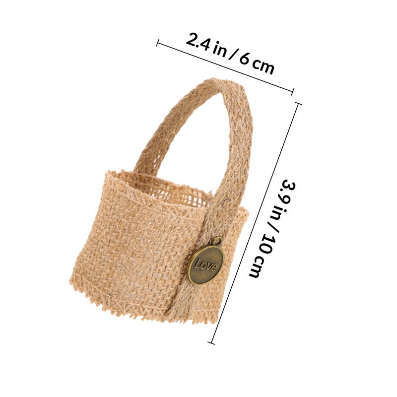 4pcs Banquet Candy Bag Decorative Storage Bag Flower Basket Wedding Party Burlap Bag - Image 2