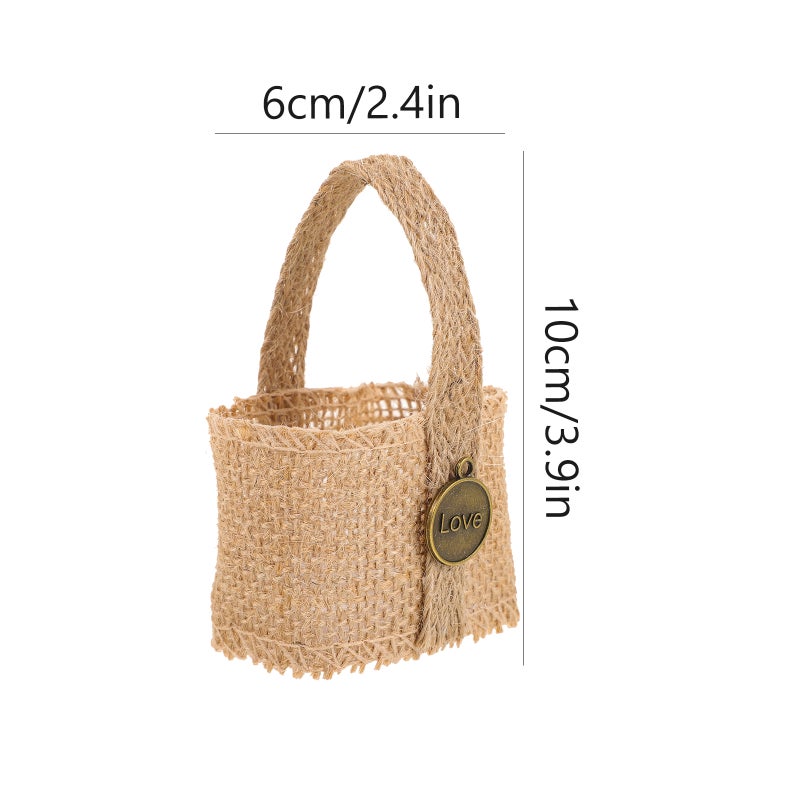 4pcs Banquet Candy Bag Decorative Storage Bag Flower Basket Wedding Party Burlap Bag - Image 4