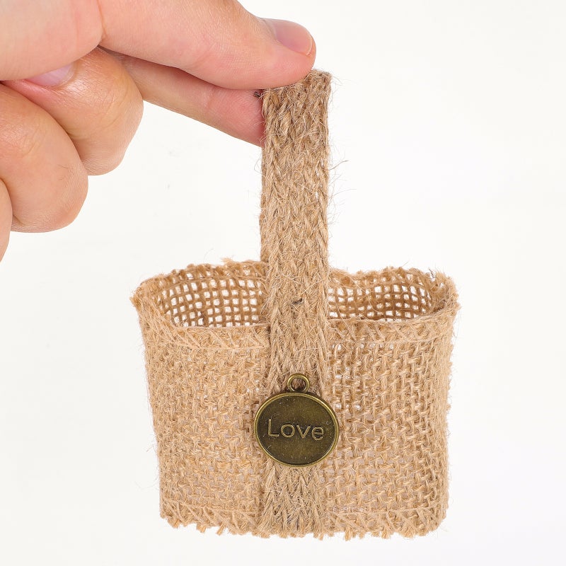 4pcs Banquet Candy Bag Decorative Storage Bag Flower Basket Wedding Party Burlap Bag - Image 3