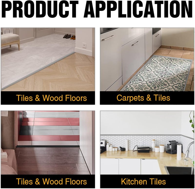 bnell Carpet & Floor Edging Trim Strip,Self Adhesive-PVC Floor Transition Strip,Threshold Transitions Suitable for Threshold Height Less Than 15mm (6.56FT_Black) - Image 5