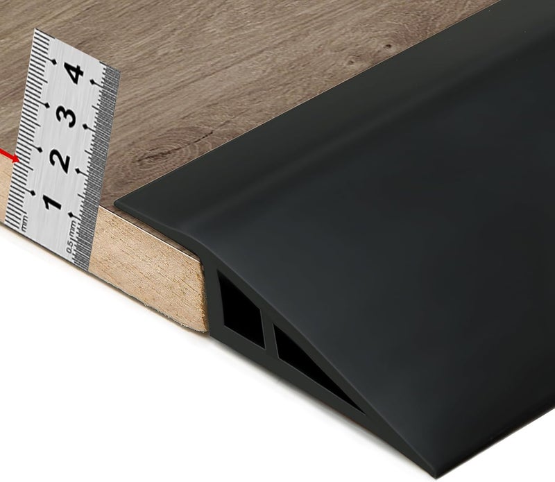 bnell Carpet & Floor Edging Trim Strip,Self Adhesive-PVC Floor Transition Strip,Threshold Transitions Suitable for Threshold Height Less Than 15mm (6.56FT_Black) - Image 1