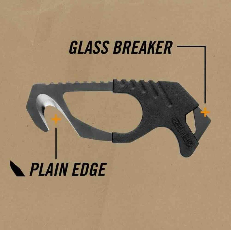 Gerber Gear Seatbelt Strap Cutter Escape Tool with Lanyard Hole and Glass Breaker, Made in USA, Black, 5 x 2.5 x 1 inches Pocket Size - Image 2