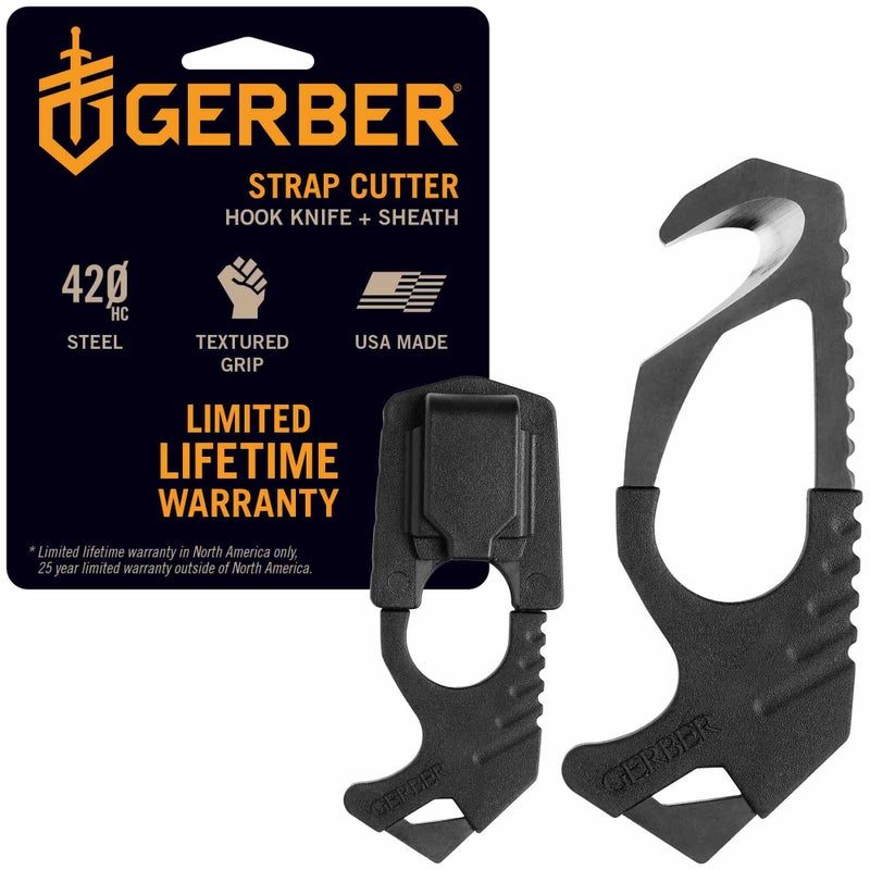 Gerber Gear Seatbelt Strap Cutter Escape Tool with Lanyard Hole and Glass Breaker, Made in USA, Black, 5 x 2.5 x 1 inches Pocket Size - Image 1