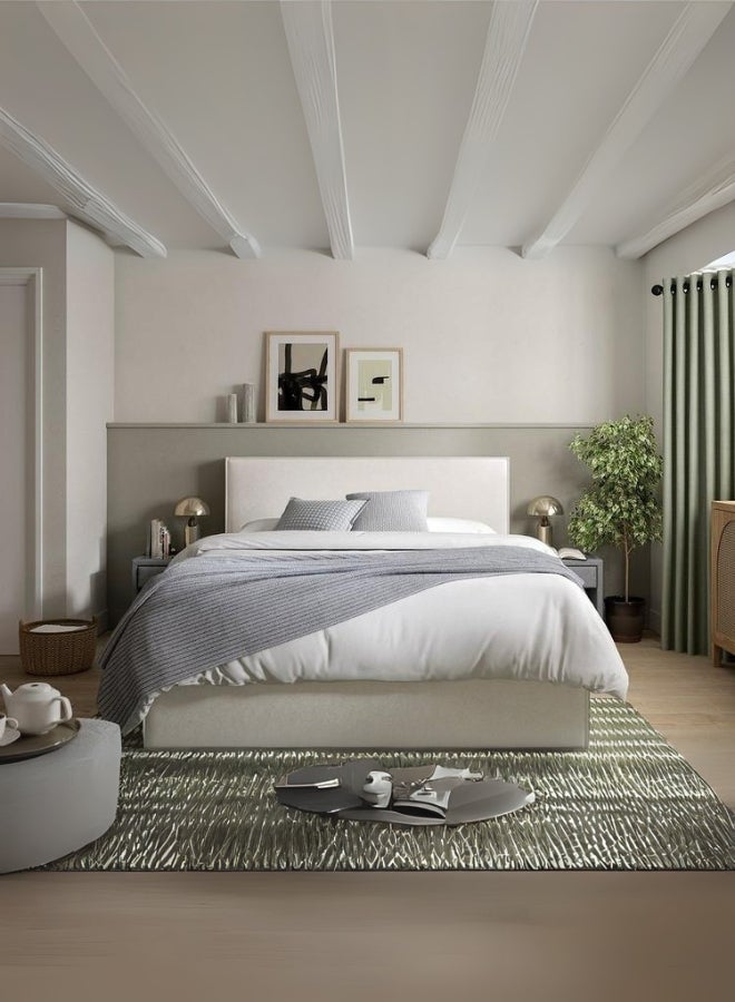 Bed and Mattress Home Celestial Comfort Upholstered Queen Size ( Mattress Size 160 X 200 CM ) White Color Bed Size 214 L X  168 W ( Mattress Sold Separately ) - Image 3