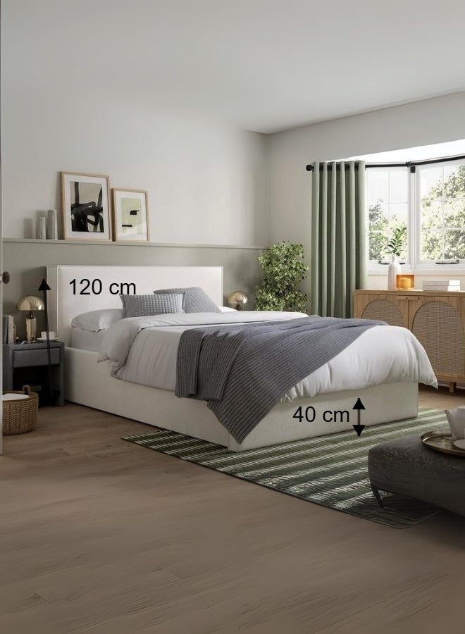 Bed and Mattress Home Celestial Comfort Upholstered Queen Size ( Mattress Size 160 X 200 CM ) White Color Bed Size 214 L X  168 W ( Mattress Sold Separately ) - Image 4