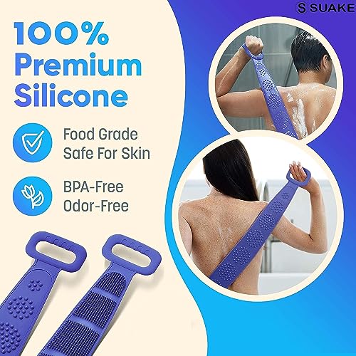 SUAKE Silicone Body Scrubber for Bathing – Exfoliating Body Brush Belt for Deep Skin Cleansing & Dead Skin Removal – Soft, Easy-to-Clean Back Scrubber for Shower & Bath (Multi-Colour) - Image 5