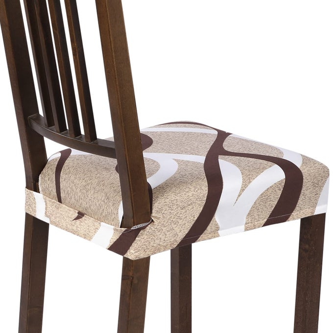 STRETCH SET OF 4 SOFT REMOVABLE WASHABLE SEAT COVERS FOR DINING CHAIRS DINING ROOM SEAT COVER PROTECTOR REARCOVERED BEIGE