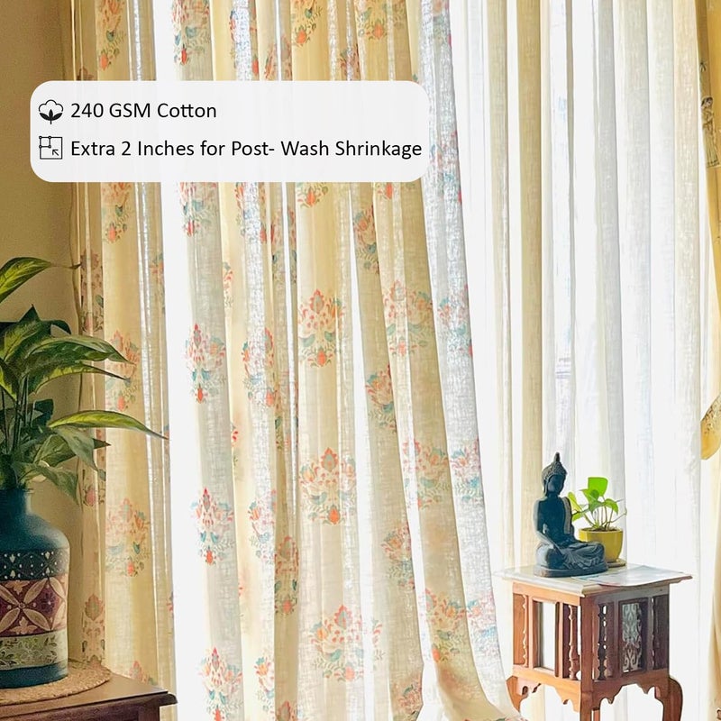 RANGBHAR Linen Textured Sheer Curtains with Eyelets Light Filtering Curtains 7 Feet Green Sparrows Door7 Feet X 4 Feet - Image 3