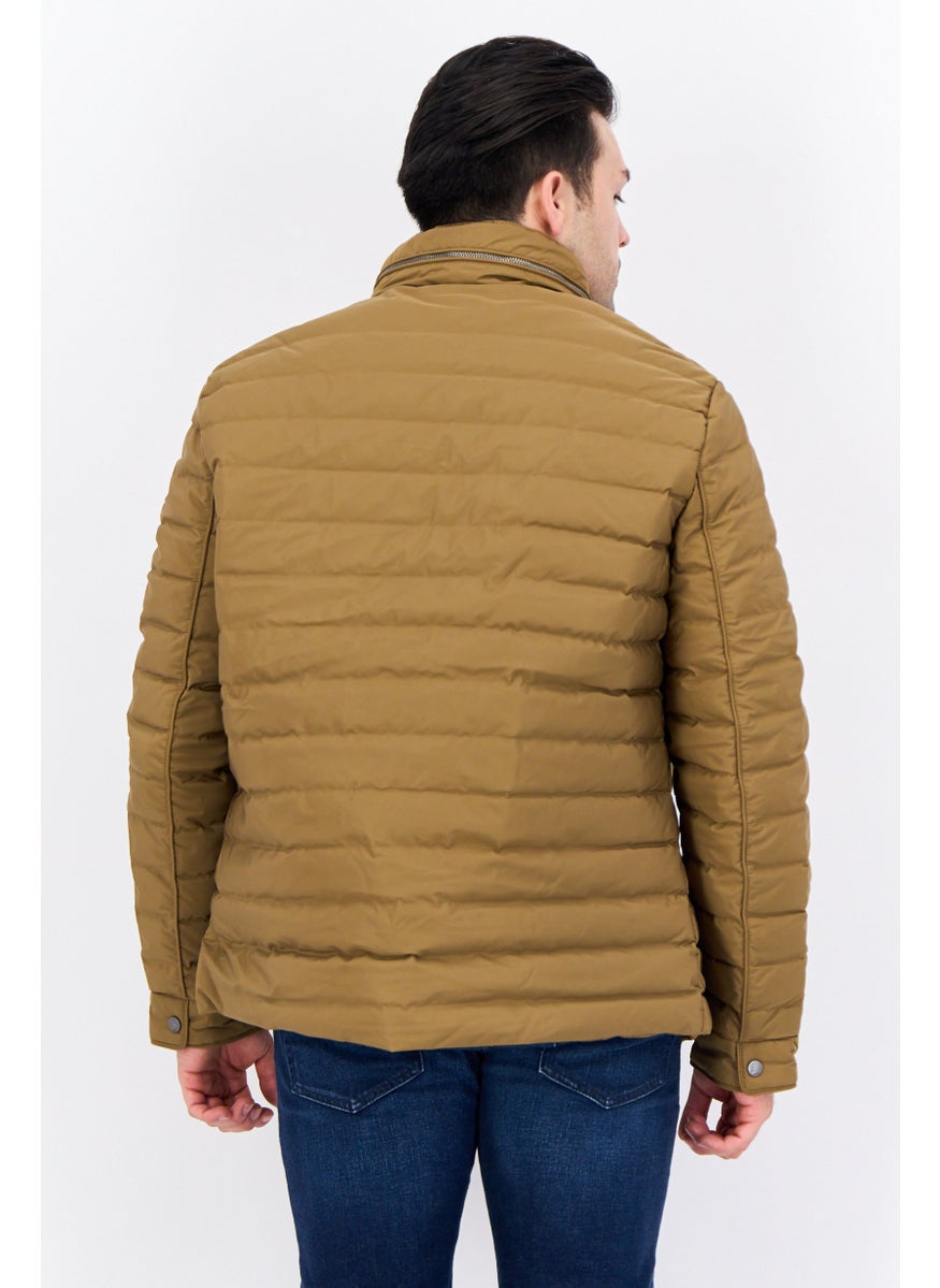 Jules - Men Quilted Puffer Jackets, Dark Khaki - Image 1