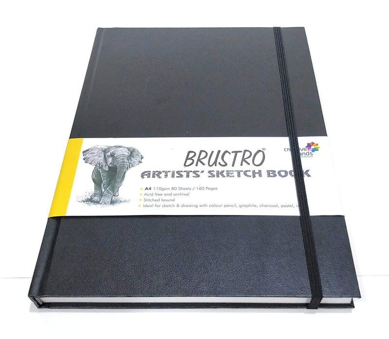 BRUSTRO دفتر رسم مخيط للفنانين، بحجم A4، 160 صفحة، 110 جرام | مثالي للرسم، التظليل، الرسم، الدمج، الماندالا، الفن الجميل، خالي من الأحماض، البورتريه، المحترفين، طلاب الفن الجميل. - Image 2