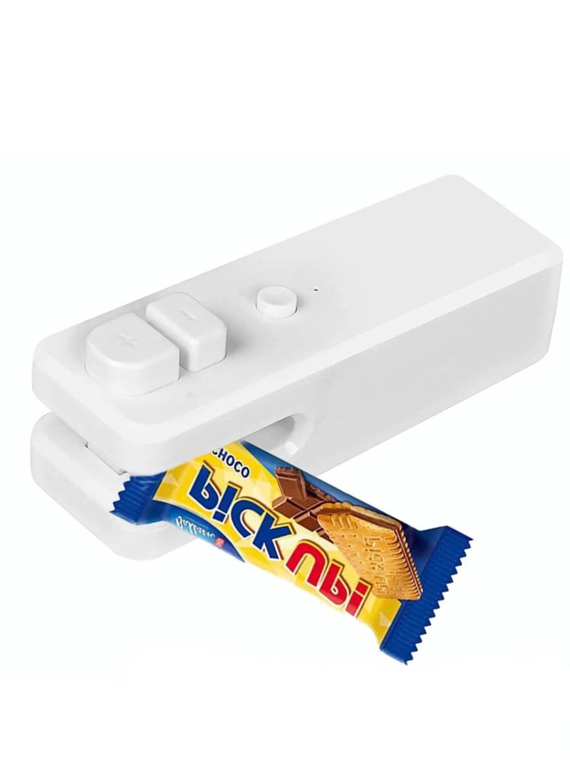 joyzzz Chip Bag Sealer, Handheld Heat Vacuum Sealer and Cutter, Portable Chip Bag Resealer Machine for Snack Plastic Fresh Bags Cookies White  - Image 1