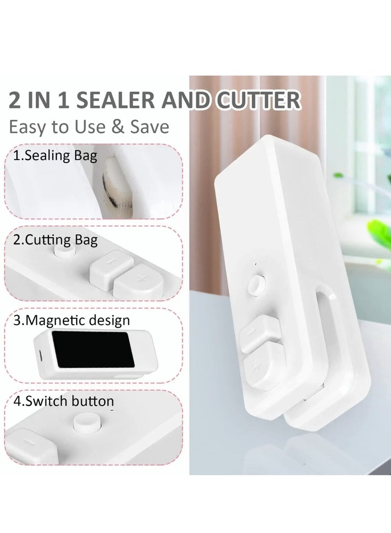 joyzzz Chip Bag Sealer, Handheld Heat Vacuum Sealer and Cutter, Portable Chip Bag Resealer Machine for Snack Plastic Fresh Bags Cookies White  - Image 2