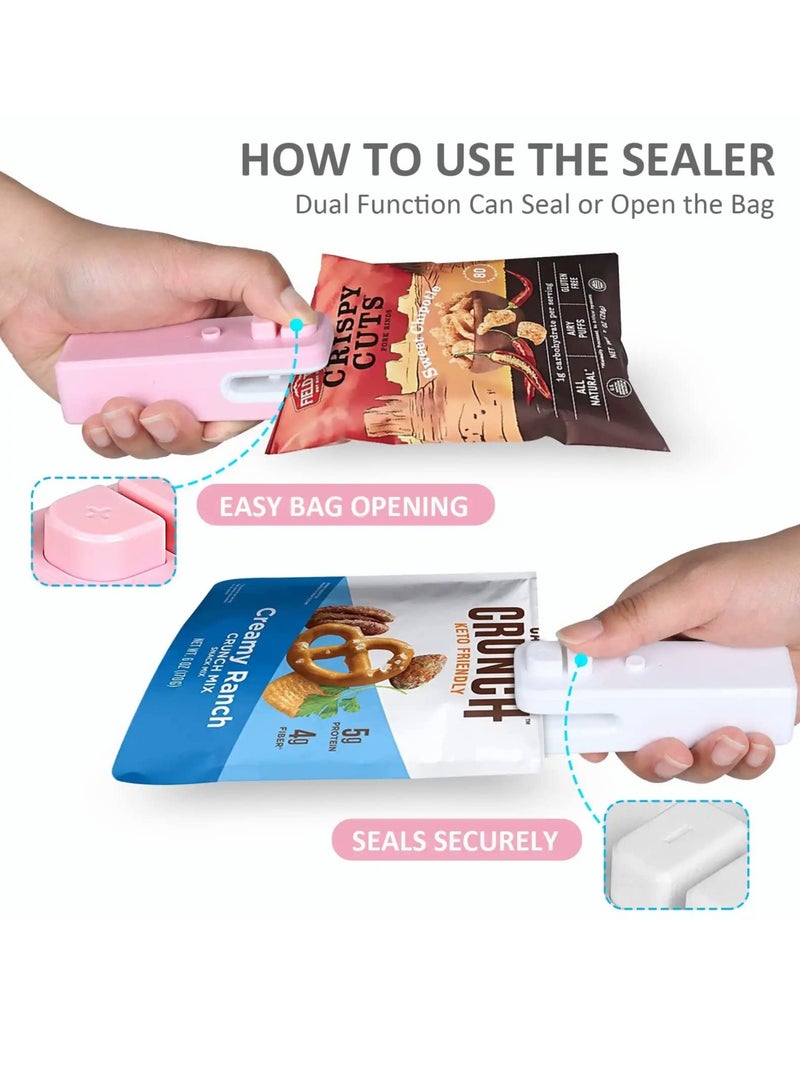 joyzzz Chip Bag Sealer, Handheld Heat Vacuum Sealer and Cutter, Portable Chip Bag Resealer Machine for Snack Plastic Fresh Bags Cookies White  - Image 3
