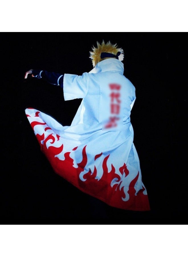Unisex Naruto Ninja Long Robe Costume Minato Namikaze Cosplay Cape Robe Fourth Ninja Cloak Adult And Kids Costume Uniform Size L - Image 1