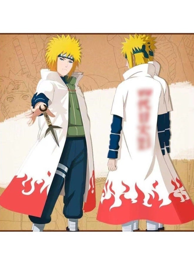 Unisex Naruto Ninja Long Robe Costume Minato Namikaze Cosplay Cape Robe Fourth Ninja Cloak Adult And Kids Costume Uniform Size L - Image 2