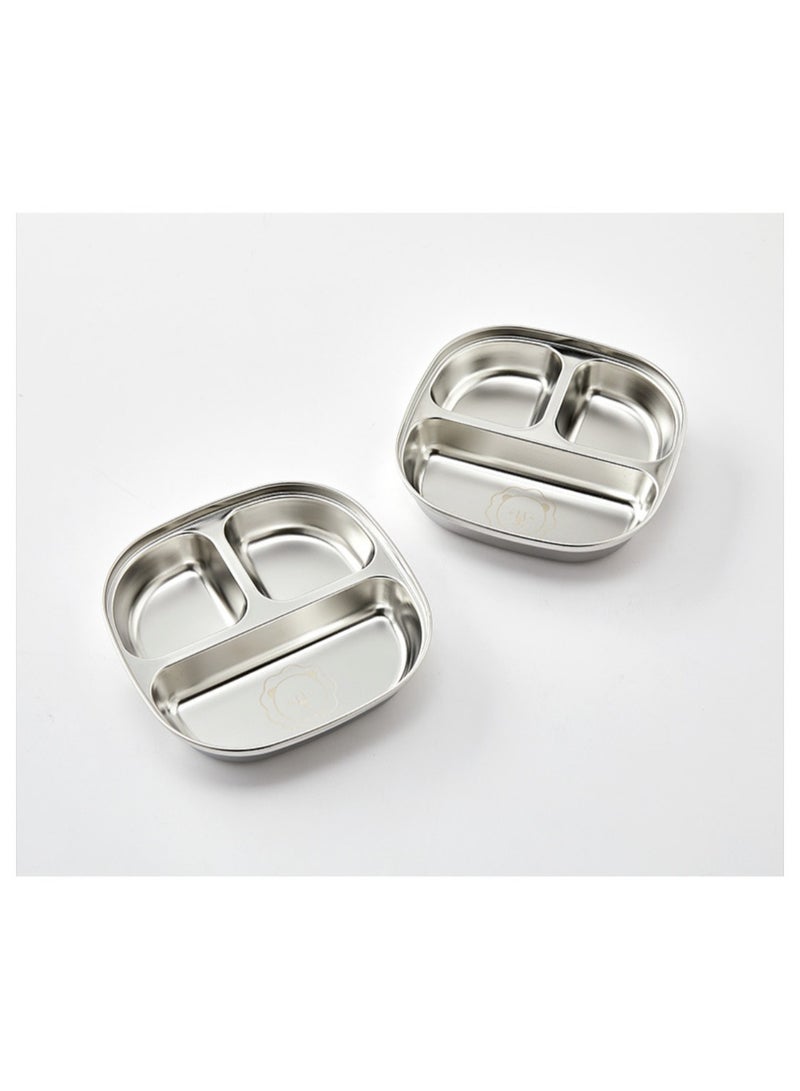 2 Pcs Made in Korea Stainless Steel Kids Plates 3 Sections Divided Unbreakable Dinner Plates Cute Shape bowls for Babies, Toddlers and Kids Lunch, Portion Control, Camping - Image 5