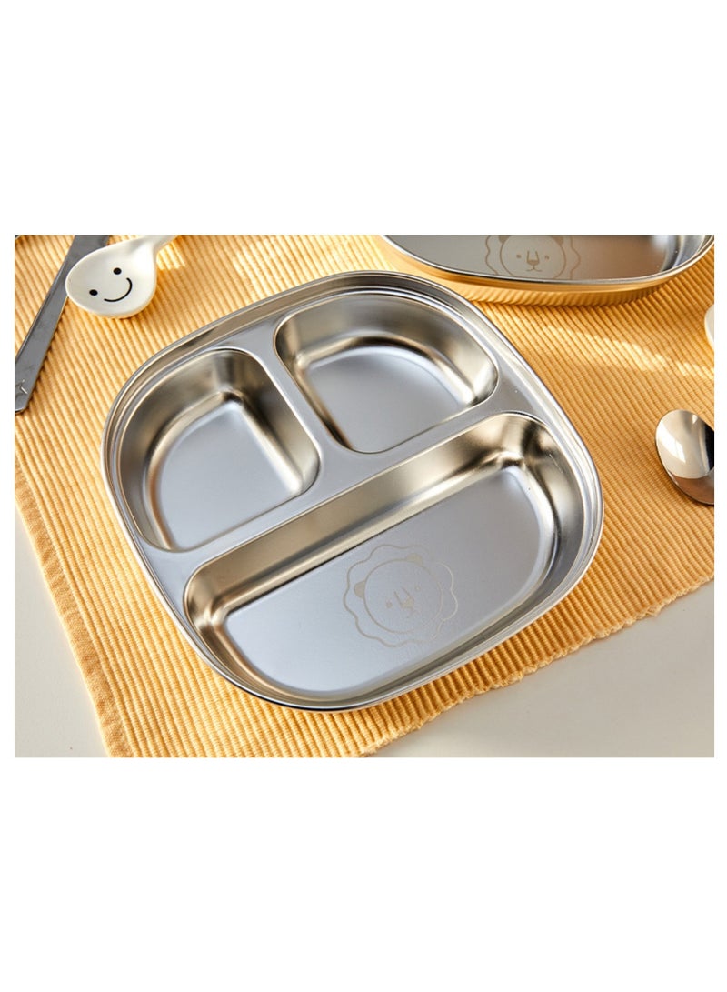 2 Pcs Made in Korea Stainless Steel Kids Plates 3 Sections Divided Unbreakable Dinner Plates Cute Shape bowls for Babies, Toddlers and Kids Lunch, Portion Control, Camping - Image 4