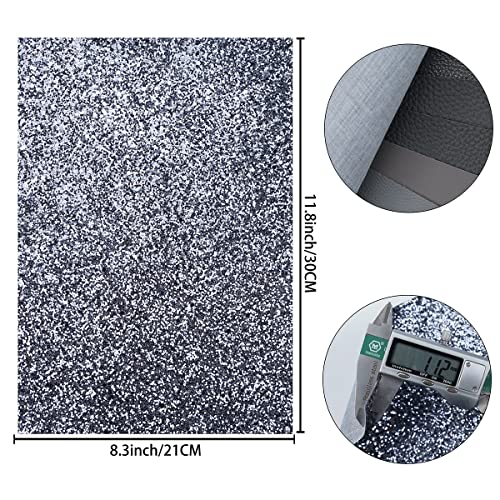 Litchi 6 Pack 8x12 Inch Faux Leather Sheets for Bow Earring, Easy to Cut Vinyl Fabric for Cricut, Durable Fade Resistant Leatherette Without Smell, Dark Gray - Image 2