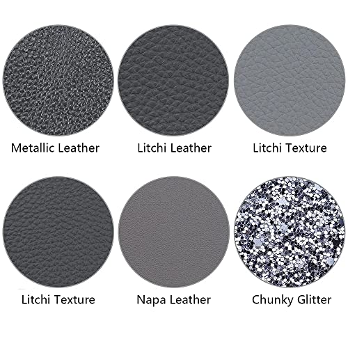 Litchi 6 Pack 8x12 Inch Faux Leather Sheets for Bow Earring, Easy to Cut Vinyl Fabric for Cricut, Durable Fade Resistant Leatherette Without Smell, Dark Gray - Image 3