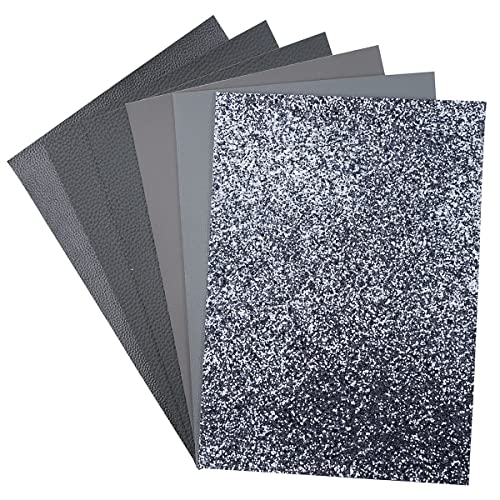 Litchi 6 Pack 8x12 Inch Faux Leather Sheets for Bow Earring, Easy to Cut Vinyl Fabric for Cricut, Durable Fade Resistant Leatherette Without Smell, Dark Gray - Image 4