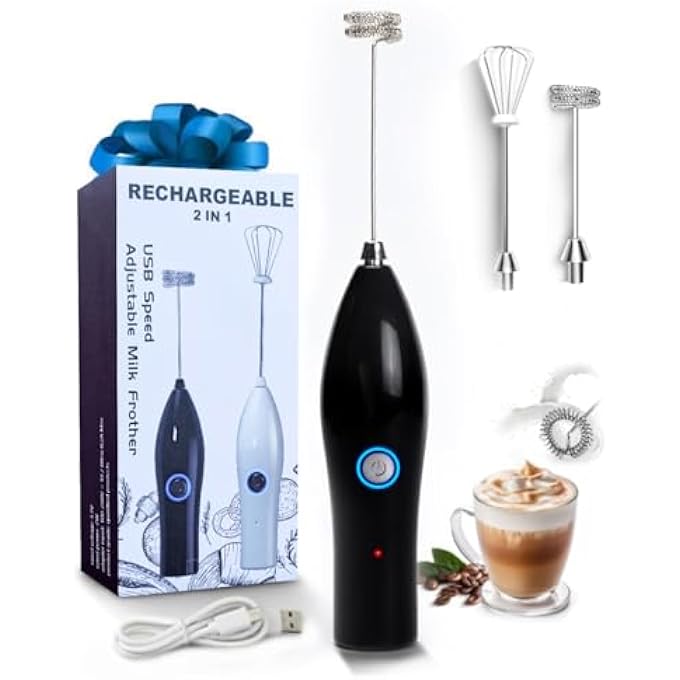 مارك خلاط مشروبات كهربائي محمول قابل لإعادة الشحن، صانع رغوة للقهوة والبيض والكابتشينو والماتشا والشوكولاتة الساخنة وكريمة القهوة، قابل لإعادة الشحن 2 في 1 - Image 2