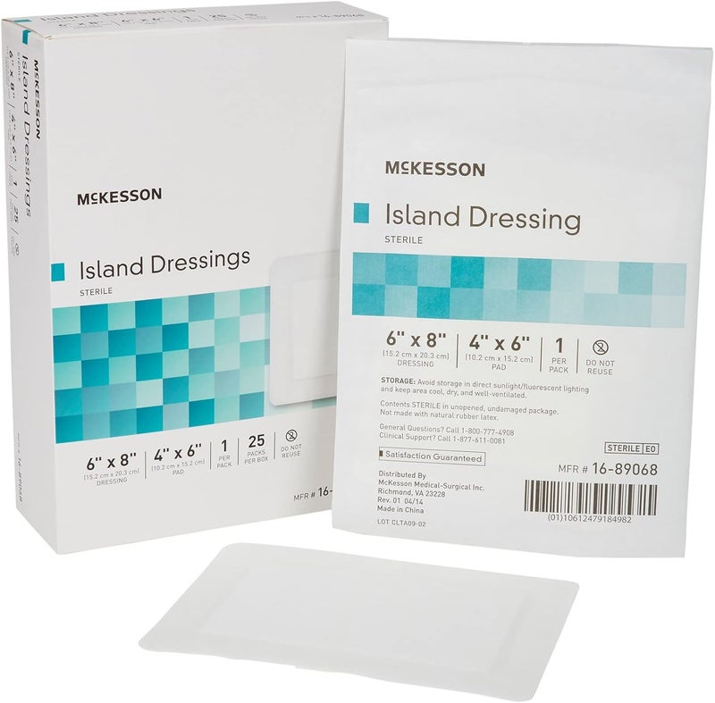 McKesson Island Dressing, Sterile, Polypropylene/Rayon, 6 in x 8 in, 25 Count, 1 Pack